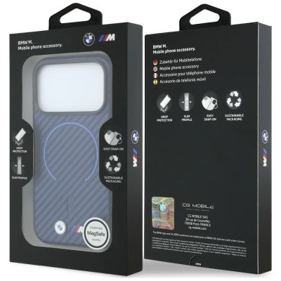 8. BMW M Carbon Printed Ring MagSafe Case for iPhone 18 Pro / 17 Pro – Navy Blue