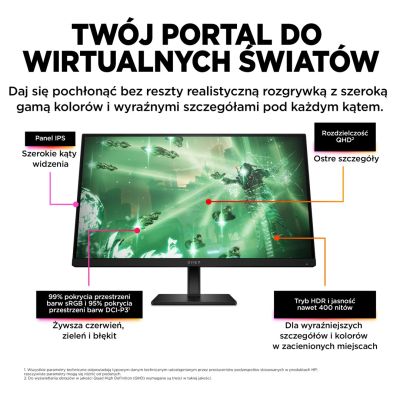 11. HP LED MONITOR, QHD 27" OMEN 27q (780H4E9) 165Hz