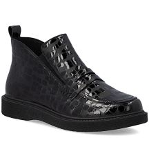 Women's patent leather ankle boots crocodile black Rieker 71150-00