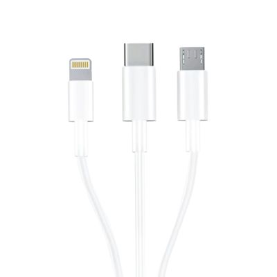 4. 3mk Cable 3in1 USB-A - micro USB / Lightning / USB-C 1.2m 20V/2.4A 15W - white
