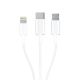 4. 3mk Cable 3in1 USB-A - micro USB / Lightning / USB-C 1.2m 20V/2.4A 15W - white