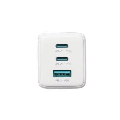 5. Joyroom JR-TG10 65W GaN 2x USB-C + USB-A wall charger with 100W USB-C - USB-C 1.2m cable - white
