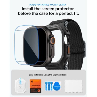9. Spigen Lite Fit Pro Strap + Tempered Glass Screen Protector for Apple Watch Ultra 49mm - Black
