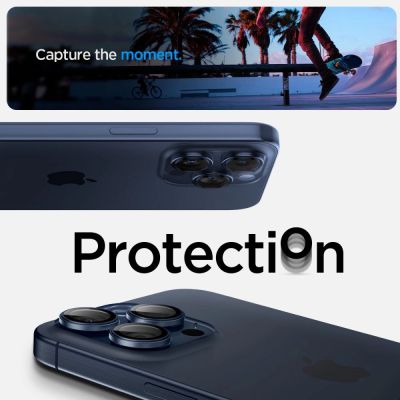 10. Spigen Optik.tR EZ Fit Camera Protector for iPhone 14 Pro / Pro Max / 15 Pro / Pro Max - Titanium Blue 2 pcs.