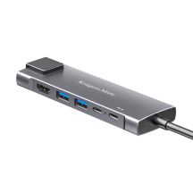 Adapter (HUB) USB type C to HDMI/2x USB3.0/2x USB type C/RJ45