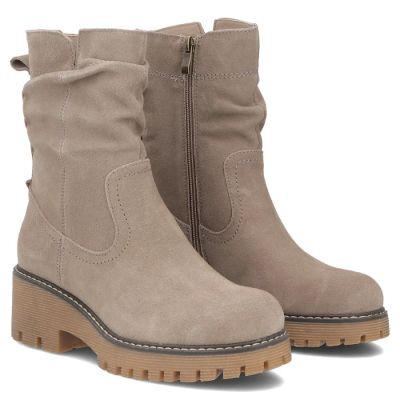 4. Women’s Beige Ruched Leather Ankle Boots Filippo DBT6402