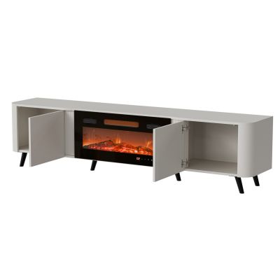 5. VOLARE TV cabinet 200x39x49 cashmere + fireplace