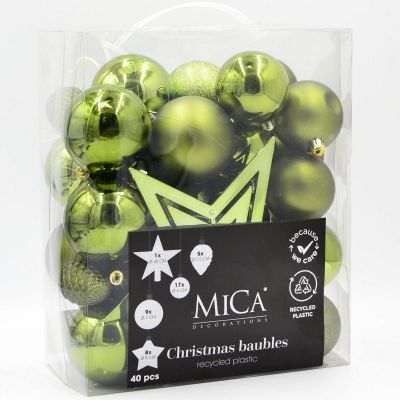 5. DECORATIVE PLASTIC BAUBLE SAFE 40 PCS GREEN MICA