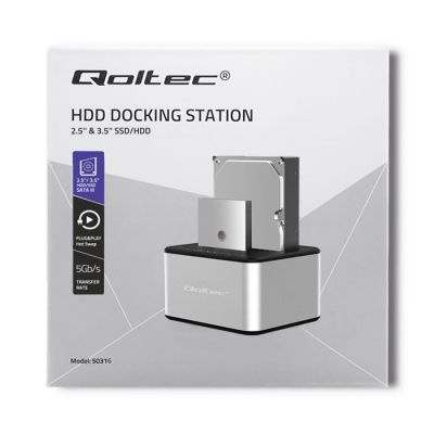 5. QOLTEC Dual-Bay Docking Station for 2 HDDs/SSDs 2x 2.5"/3.5" SATA | USB 3.0 | CLONING
