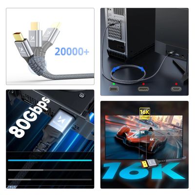 3. Wozinsky WPS-16AYL1S DisplayPort 2.1 Cable 80Gb/s 16K@60Hz 8K@120Hz 4K@240Hz HDR HDCP DSC 1m - Black