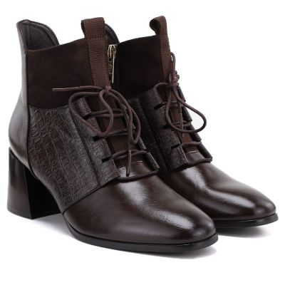 4. Women's insulated high-heeled ankle boots, brown, Vinceza 58670