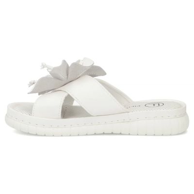 3. Women's leather flip-flops with a flower, white Filippo DK7762
