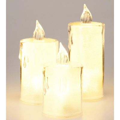 22. DECORATIVE CANDLE 3 PCS TRANSPARENT WARM WHITE 1 LED