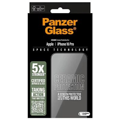 4. PanzerGlass Ceramic Screen Protector iPhone 16 Pro 6.3" Ultra-Wide Fit 2854