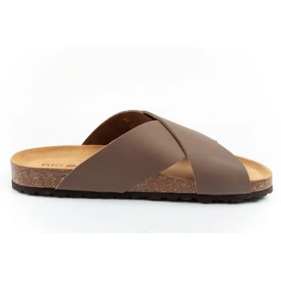 4. Bio Bio shoes men's slippers, profiled flip-flops, natural leather, brown