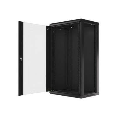5. Lanberg WF01-6422-10B rack cabinet (22U; 1082mm / 600mm / 450 mm; wall-mounted; openable; 19''; black)