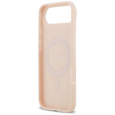 7. Guess Grained Flowers Classic Logo MagSafe iPhone Air Case - Pink