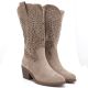 4. Women's openwork cowboy boots beige S.Barski HY62-8126
