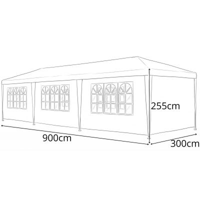 8. PE GARDEN CATERING TENT PAVILION 9x3M + 8 WALLS NAVY BLUE