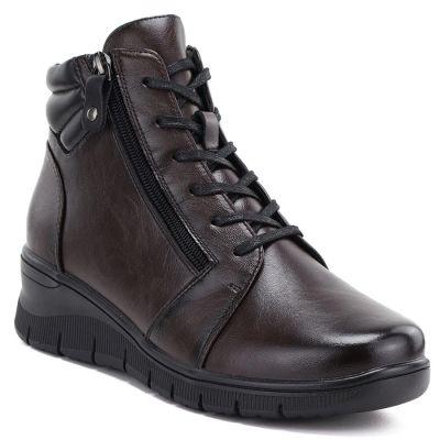 5. Women's brown leather wedge ankle boots Vinceza 39963