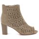 2. Women's openwork suede high-heeled ankle boots in beige Jezzi ASA283-8