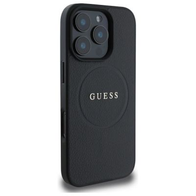 4. Guess Grained Gold Ring MagSafe case for iPhone 16 Pro Max - black