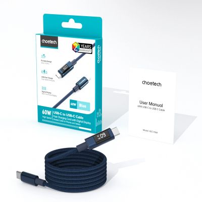 3. PD60W USB-C to USB-C Digital Display 1.2m Nylon Cable - blue