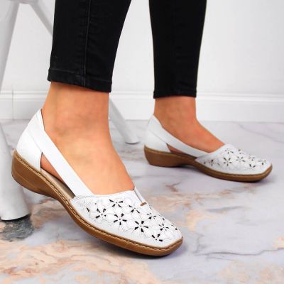 4. Rieker W RKR442B openwork leather shoes white