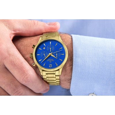 4. Men's Watch Giewont Chronograph Sapphire Gold Blue GW6310-B5