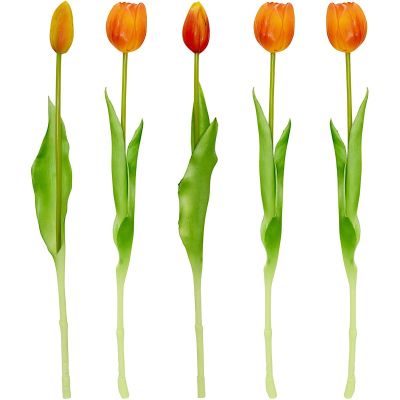 25. BOUQUET OF 5 ORANGE TULIPS 39 CM LIFE-LIKE SPRING DECORATION