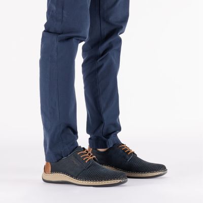5. Rieker 05226-14 navy blue openwork leather shoes