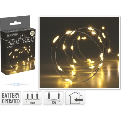 20. BATTERY-OPERATED WIRE LAMPS GARLAND 100 LED WARM WHITE