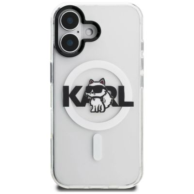 3. Karl Lagerfeld IML Choupette Sketch Logo MagSafe iPhone 16 Case - Clear