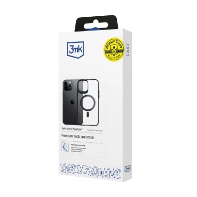3. 3mk Satin Armor MagCase with MagSafe for iPhone 12 Pro Max - Clear with Black Frame