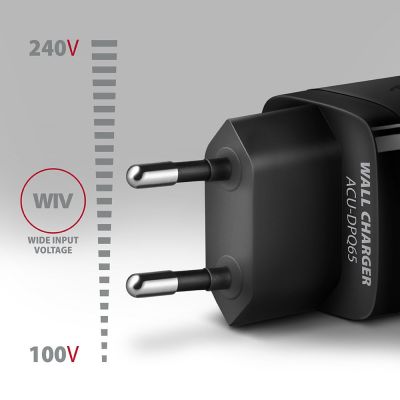 3. AXAGON ACU-DPQ65 Wall charger, GaN 65W, 3x port (USB-A + dual USB-C), PD3.0/QC4+/PPS/Apple