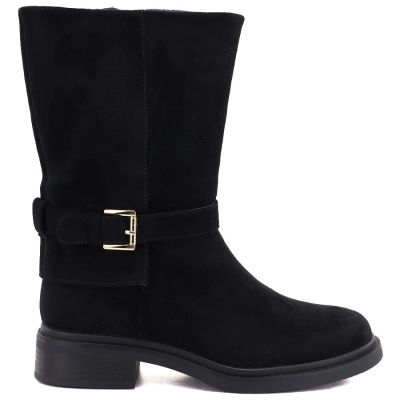 2. Women’s Lined Suede Ankle Boots, Black Officer Boots Potocki SH96312