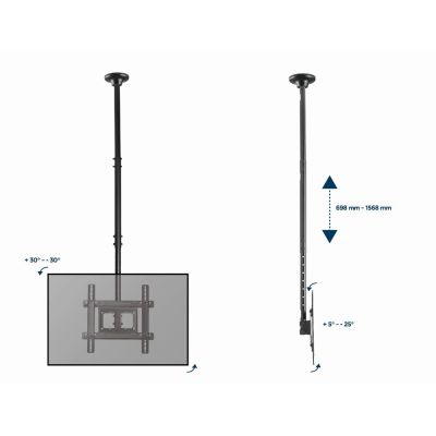 11. GEMBIRD FULL SWIVEL CEILING MOUNT FOR 32" - 70" TV, VESA MAX 400 X 400MM, UP TO 50KG