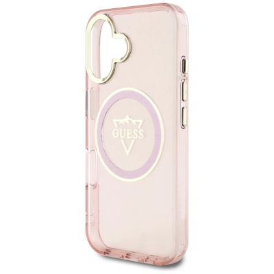 6. Guess IML Metal Mountain Logo MagSafe iPhone 16 Case - Pink