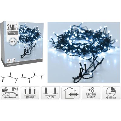 6. CHRISTMAS TREE LIGHTS LIGHT CHAIN 240 LED TIMER COOL WHITE
