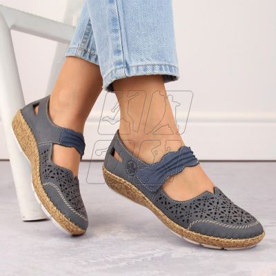 2. Rieker W RKR648 blue leather openwork shoes