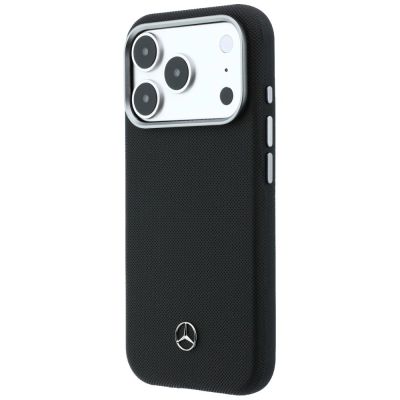 2. Mercedes Leather Semi Wrap Wood Effect MagSafe Case for iPhone 17 Pro Max - Black