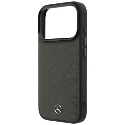 6. Mercedes Leather Mesh with Bow Line MagSafe Case for iPhone 18 Pro Max / 17 Pro Max - Dark Gray