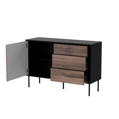 2. Chest of drawers 1D3S CORTINA 120x40x81 black/walnut