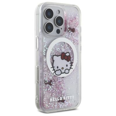 4. Hello Kitty Liquid Glitter Sweet Kitty Bows MagSafe iPhone 16 Pro Case - White