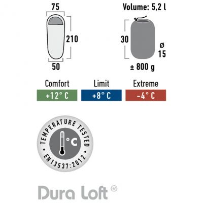 2. High Peak Lite Pak 800 Sleeping Bag (210x75x50cm) L-zip 26024