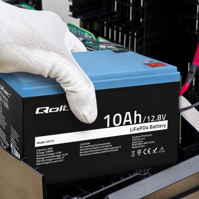 4. Qoltec 53713 LiFePO4 Lithium Iron Phosphate Battery | 12.8V | 10Ah | 128Wh | BMS