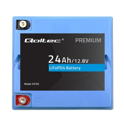 6. Qoltec LiFePO4 Lithium Iron Phosphate Battery | 12.8V | 24Ah | 307.2Wh | BMS