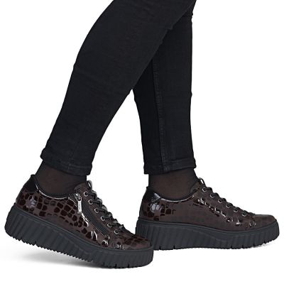 6. Women's patent leather sneakers crocodile brown Rieker N2555-25