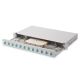 3. FO patch panel with equipment 19'' 1U, 12x LC dx, OM3, pigtails, adapters, trays, sliding, gray