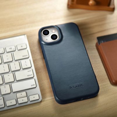 27. iCarer CE Oil Wax Premium Leather Folio Case iPhone 14 Plus magnetic flip case MagSafe blue (AKI14220707-BU)